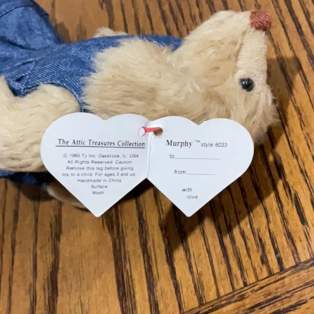 Ty “Murphy “ Original Attic Treasures dog 🐶 with floppy ears rare red hang tag